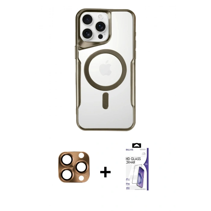 MARSİLYAN™- iPhone 16 Pro Max Kılıf Yadigar Klasik Özel Seri - Siyah Bilvis 3X AR HD Cam Ekran Koruyucu + Pers Alüminyum Kamera Lens - CLTM