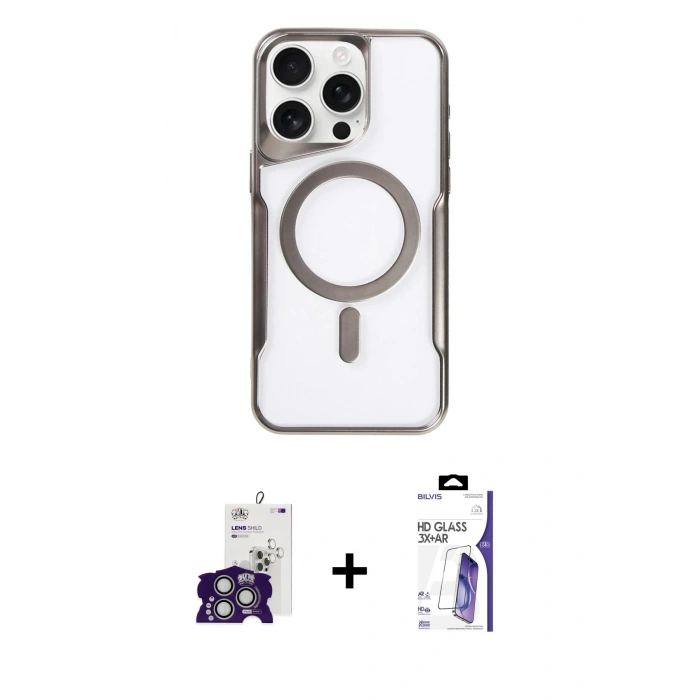 MARSİLYAN™- iPhone 16 Pro Max Kılıf Yadigar Klasik Özel Seri - Siyah Bilvis 3X AR HD Cam Ekran Koruyucu + Bilvis Titan Kamera Lens - GS