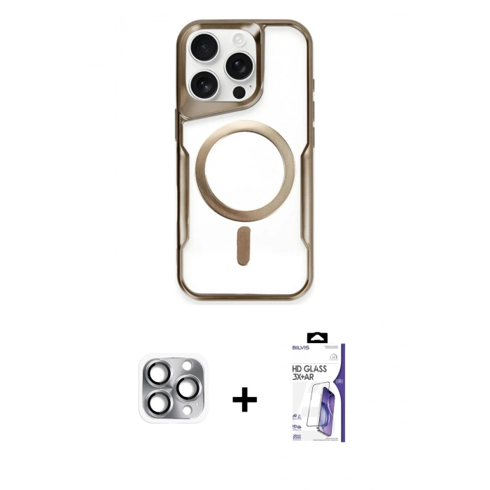 MARSİLYAN™- iPhone 16 Pro Max Kılıf Yadigar Klasik Özel Seri - Siyah Bilvis 3X AR HD Cam Ekran Koruyucu + Pers Alüminyum Kamera Lens - GI