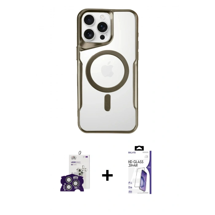 MARSİLYAN™- iPhone 16 Pro Max Kılıf Yadigar Klasik Özel Seri - Siyah Bilvis 3X AR HD Cam Ekran Koruyucu + Bilvis Titan Kamera Lens - GS