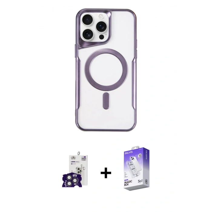 MARSİLYAN™- iPhone 16 Pro Max Kılıf Yadigar Klasik Özel Seri - Siyah Bilvis 5in1 3D Magic Cam Ekran Koruyucu + Bilvis Titan Kamera Lens - TMGI