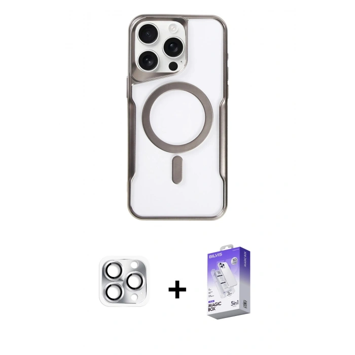 MARSİLYAN™- iPhone 16 Pro Max Kılıf Yadigar Klasik Özel Seri - Siyah Bilvis 5in1 3D Magic Cam Ekran Koruyucu + Pers Alüminyum Kamera Lens - GS