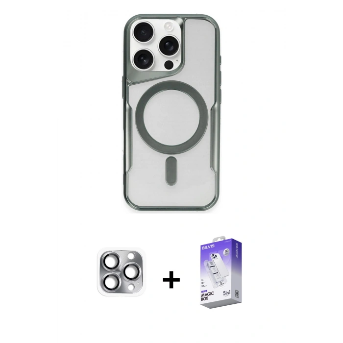 MARSİLYAN™- iPhone 16 Pro Max Kılıf Yadigar Klasik Özel Seri - Siyah Bilvis 5in1 3D Magic Cam Ekran Koruyucu + Pers Alüminyum Kamera Lens - GI