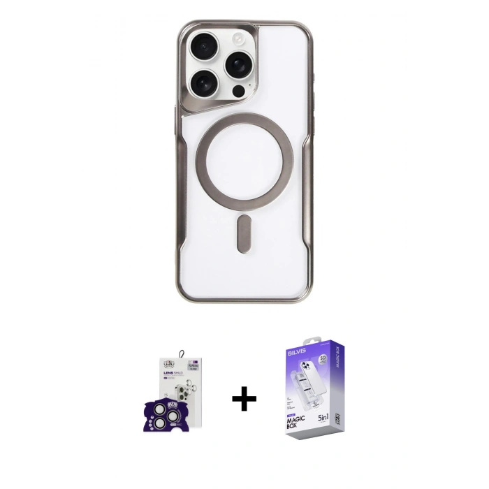 MARSİLYAN™- iPhone 16 Pro Max Kılıf Yadigar Klasik Özel Seri - Siyah Bilvis 5in1 3D Magic Cam Ekran Koruyucu + Bilvis Titan Kamera Lens - TMGI