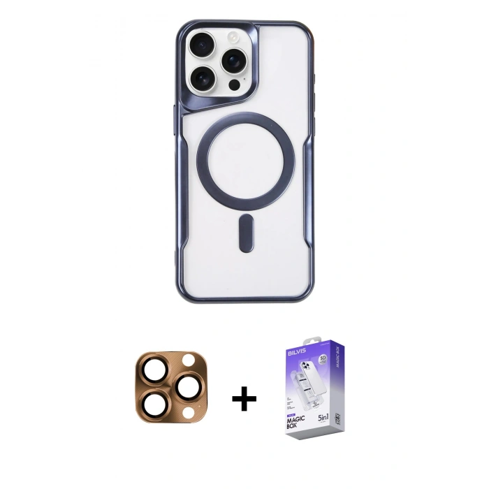 MARSİLYAN™- iPhone 16 Pro Max Kılıf Yadigar Klasik Özel Seri - Siyah Bilvis 5in1 3D Magic Cam Ekran Koruyucu + Pers Alüminyum Kamera Lens - CLTM