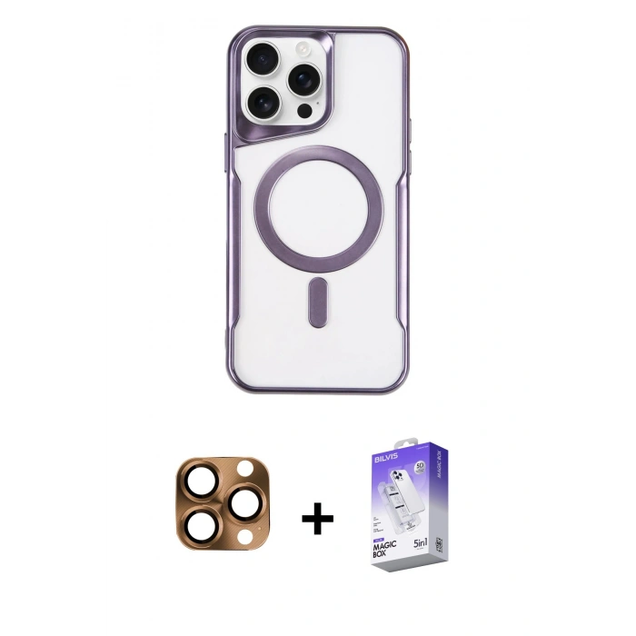 MARSİLYAN™- iPhone 16 Pro Max Kılıf Yadigar Klasik Özel Seri - Siyah Bilvis 5in1 3D Magic Cam Ekran Koruyucu + Pers Alüminyum Kamera Lens - CLTM