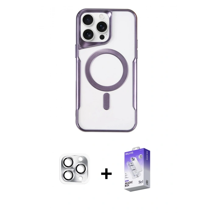 MARSİLYAN™- iPhone 16 Pro Max Kılıf Yadigar Klasik Özel Seri - Siyah Bilvis 5in1 3D Magic Cam Ekran Koruyucu + Pers Alüminyum Kamera Lens - GS