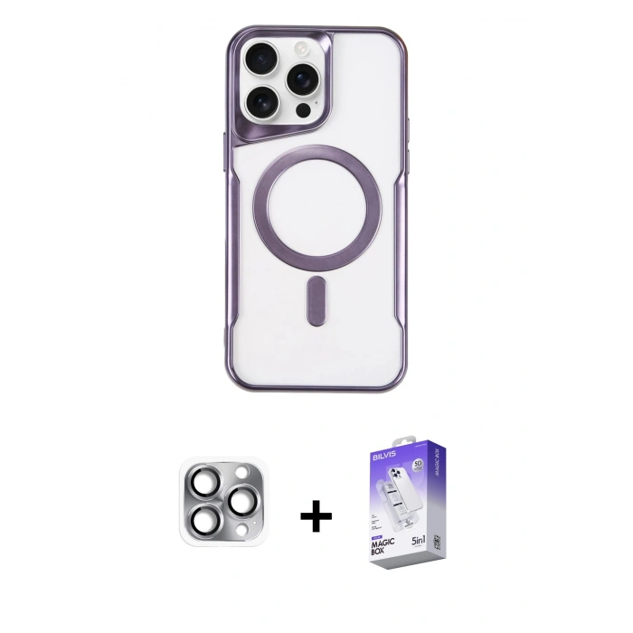 MARSİLYAN™- iPhone 16 Pro Max Kılıf Yadigar Klasik Özel Seri - Siyah Bilvis 5in1 3D Magic Cam Ekran Koruyucu + Pers Alüminyum Kamera Lens - GI