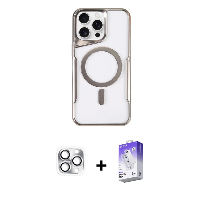 MARSİLYAN™- iPhone 16 Pro Max Kılıf Yadigar Klasik Özel Seri - Siyah Bilvis 5in1 3D Magic Cam Ekran Koruyucu + Pers Alüminyum Kamera Lens - GS