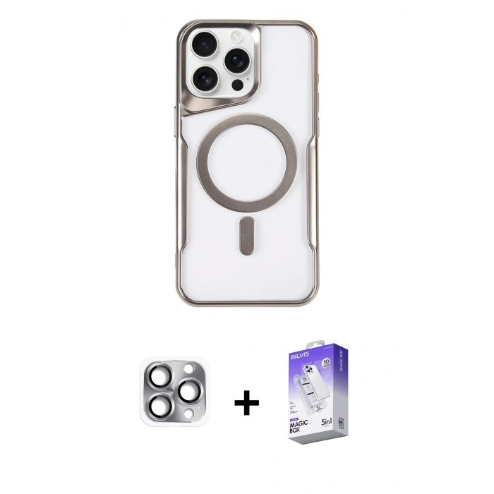 MARSİLYAN™- iPhone 16 Pro Max Kılıf Yadigar Klasik Özel Seri - Siyah Bilvis 5in1 3D Magic Cam Ekran Koruyucu + Pers Alüminyum Kamera Lens - GI