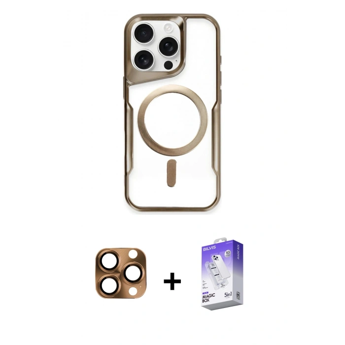 MARSİLYAN™- iPhone 16 Pro Max Kılıf Yadigar Klasik Özel Seri - Siyah Bilvis 5in1 3D Magic Cam Ekran Koruyucu + Pers Alüminyum Kamera Lens - CLTM