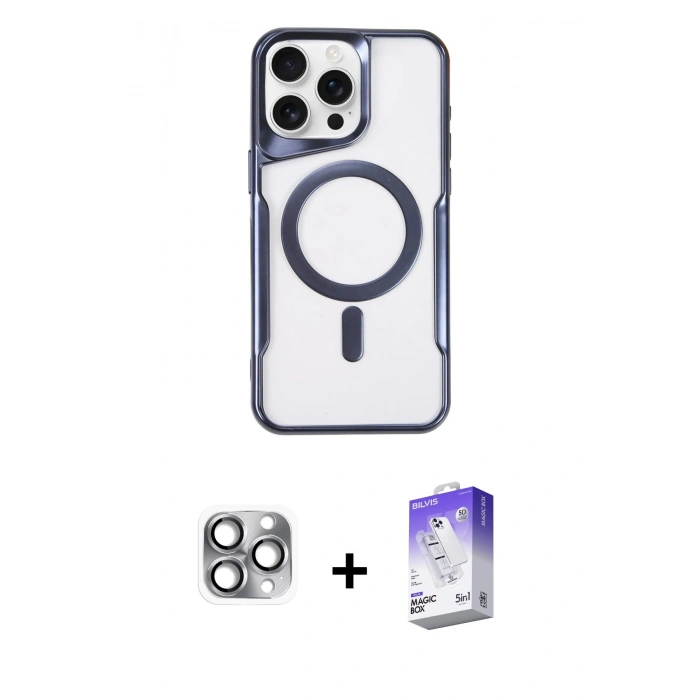 MARSİLYAN™- iPhone 16 Pro Max Kılıf Yadigar Klasik Özel Seri - Siyah Bilvis 5in1 3D Magic Cam Ekran Koruyucu + Pers Alüminyum Kamera Lens - GI