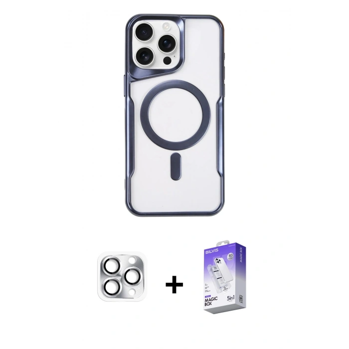 MARSİLYAN™- iPhone 16 Pro Max Kılıf Yadigar Klasik Özel Seri - Siyah Bilvis 5in1 3D Magic Cam Ekran Koruyucu + Pers Alüminyum Kamera Lens - GS