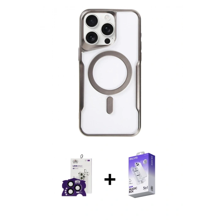 MARSİLYAN™- iPhone 16 Pro Max Kılıf Yadigar Klasik Özel Seri - Siyah Bilvis 5in1 3D Magic Cam Ekran Koruyucu + Bilvis Titan Kamera Lens - SH