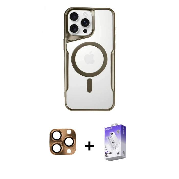 MARSİLYAN™- iPhone 16 Pro Max Kılıf Yadigar Klasik Özel Seri - Siyah Bilvis 5in1 3D Magic Cam Ekran Koruyucu + Pers Alüminyum Kamera Lens - CLTM