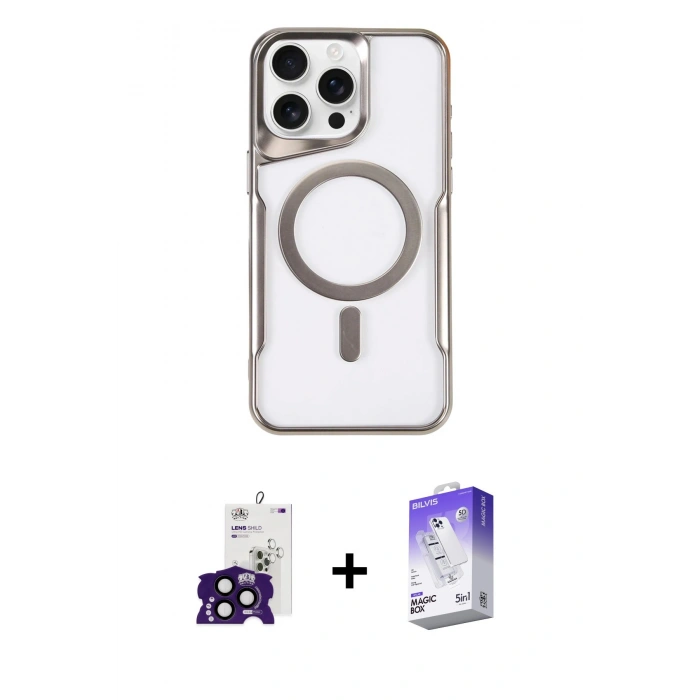 MARSİLYAN™- iPhone 16 Pro Max Kılıf Yadigar Klasik Özel Seri - Siyah Bilvis 5in1 3D Magic Cam Ekran Koruyucu + Bilvis Titan Kamera Lens - SH