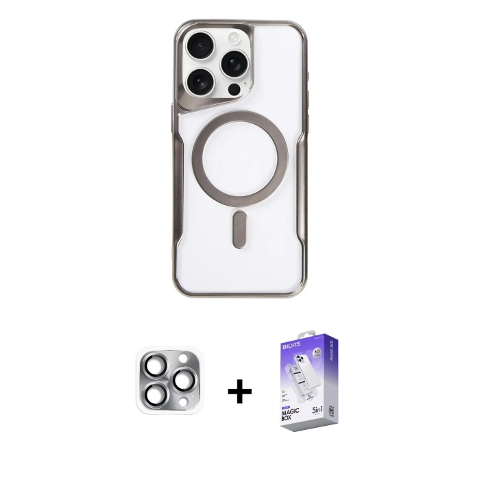 MARSİLYAN™- iPhone 16 Pro Max Kılıf Yadigar Klasik Özel Seri - Siyah Bilvis 5in1 3D Magic Cam Ekran Koruyucu + Pers Alüminyum Kamera Lens - GI