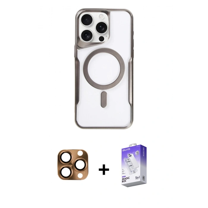MARSİLYAN™- iPhone 16 Pro Max Kılıf Yadigar Klasik Özel Seri - Siyah Bilvis 5in1 3D Magic Cam Ekran Koruyucu + Pers Alüminyum Kamera Lens - CLTM