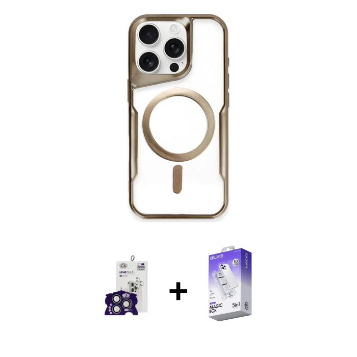 MARSİLYAN™- iPhone 16 Pro Max Kılıf Yadigar Klasik Özel Seri - Siyah Bilvis 5in1 3D Magic Cam Ekran Koruyucu + Bilvis Titan Kamera Lens - TMGI