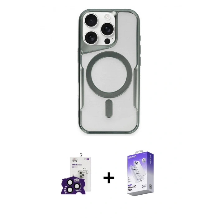 MARSİLYAN™- iPhone 16 Pro Max Kılıf Yadigar Klasik Özel Seri - Siyah Bilvis 5in1 3D Magic Cam Ekran Koruyucu + Bilvis Titan Kamera Lens - SH