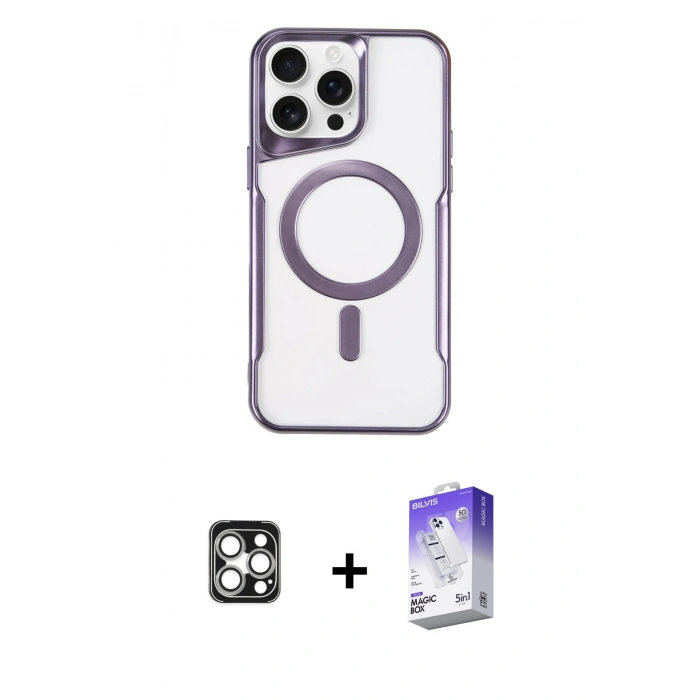 MARSİLYAN™- iPhone 16 Pro Max Kılıf Yadigar Klasik Özel Seri - Siyah Bilvis 5in1 3D Magic Cam Ekran Koruyucu + PVD Metal Kamera Lens - GS
