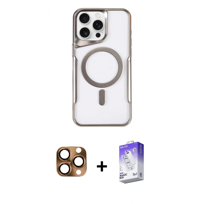 MARSİLYAN™- iPhone 16 Pro Max Kılıf Yadigar Klasik Özel Seri - Siyah Bilvis 5in1 3D Magic Cam Ekran Koruyucu + Pers Alüminyum Kamera Lens - CLTM