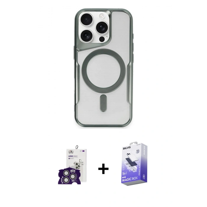 MARSİLYAN™- iPhone 16 Pro Max Kılıf Yadigar Klasik Özel Seri - Siyah Bilvis 5in1 5D Magic Hayalet Cam Ekran Koruyucu + Bilvis Titan Kamera Lens - GS