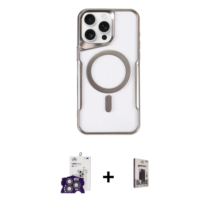 MARSİLYAN™- iPhone 16 Pro Max Kılıf Yadigar Klasik Özel Seri - Siyah Bilvis Hayalet Cam Ekran Koruyucu + Bilvis Titan Kamera Lens - GS