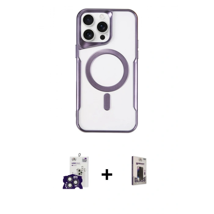 MARSİLYAN™- iPhone 16 Pro Max Kılıf Yadigar Klasik Özel Seri - Siyah Bilvis Hayalet Cam Ekran Koruyucu + Bilvis Titan Kamera Lens - TMGI