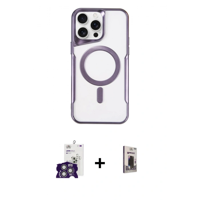 MARSİLYAN™- iPhone 16 Pro Max Kılıf Yadigar Klasik Özel Seri - Siyah Bilvis Hayalet Cam Ekran Koruyucu + Bilvis Titan Kamera Lens - GS