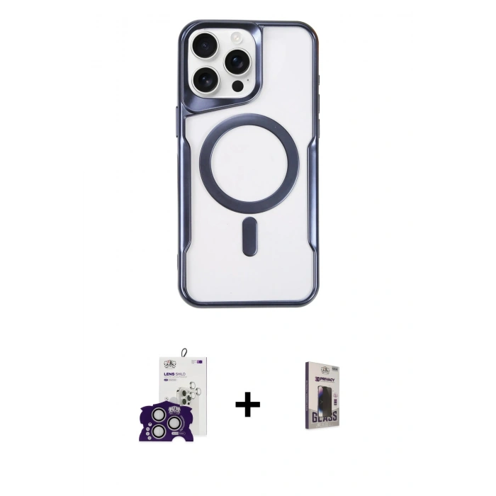 MARSİLYAN™- iPhone 16 Pro Max Kılıf Yadigar Klasik Özel Seri - Siyah Bilvis Hayalet Cam Ekran Koruyucu + Bilvis Titan Kamera Lens - GS
