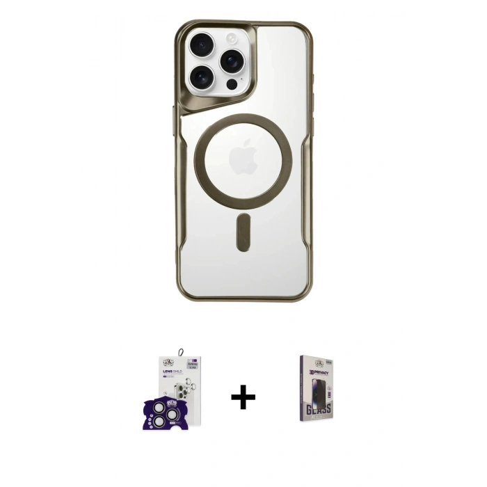 MARSİLYAN™- iPhone 16 Pro Max Kılıf Yadigar Klasik Özel Seri - Siyah Bilvis Hayalet Cam Ekran Koruyucu + Bilvis Titan Kamera Lens - TMGI