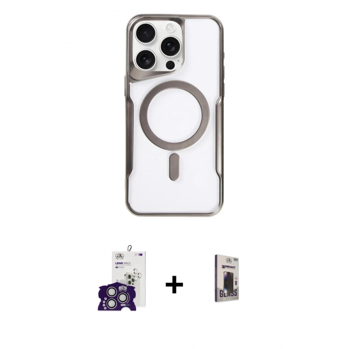 MARSİLYAN™- iPhone 16 Pro Max Kılıf Yadigar Klasik Özel Seri - Siyah Bilvis Hayalet Cam Ekran Koruyucu + Bilvis Titan Kamera Lens - GS