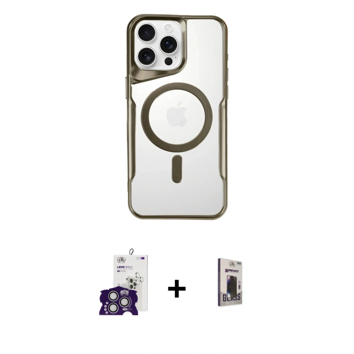 MARSİLYAN™- iPhone 16 Pro Max Kılıf Yadigar Klasik Özel Seri - Siyah Bilvis Hayalet Cam Ekran Koruyucu + Bilvis Titan Kamera Lens - GS