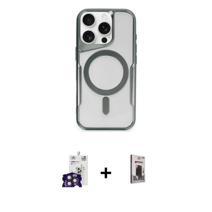 MARSİLYAN™- iPhone 16 Pro Max Kılıf Yadigar Klasik Özel Seri - Siyah Bilvis Hayalet Cam Ekran Koruyucu + Bilvis Titan Kamera Lens - TMGI