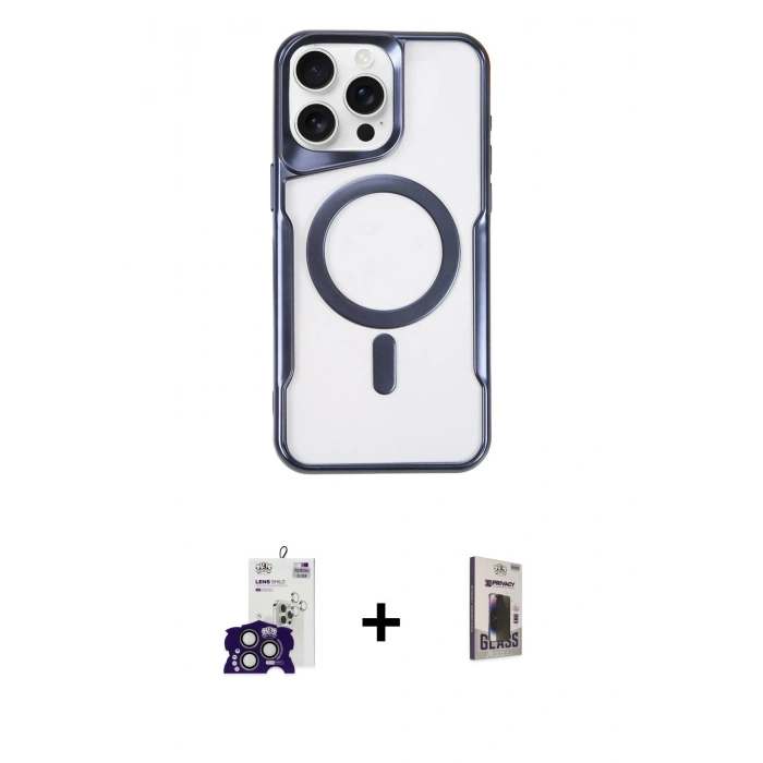 MARSİLYAN™- iPhone 16 Pro Max Kılıf Yadigar Klasik Özel Seri - Siyah Bilvis Hayalet Cam Ekran Koruyucu + Bilvis Titan Kamera Lens - TMGI