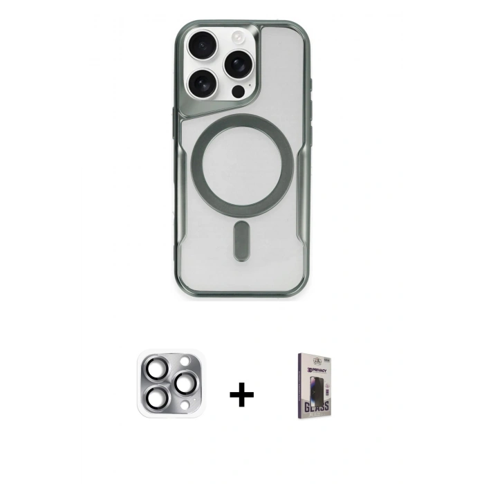MARSİLYAN™- iPhone 16 Pro Max Kılıf Yadigar Klasik Özel Seri - Siyah Bilvis Hayalet Cam Ekran Koruyucu + Pers Alüminyum Kamera Lens - GI