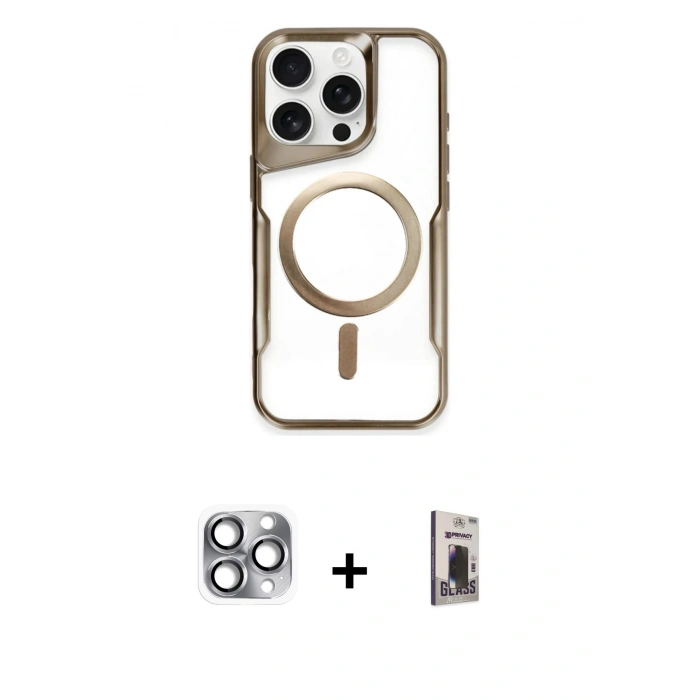 MARSİLYAN™- iPhone 16 Pro Max Kılıf Yadigar Klasik Özel Seri - Siyah Bilvis Hayalet Cam Ekran Koruyucu + Pers Alüminyum Kamera Lens - GI