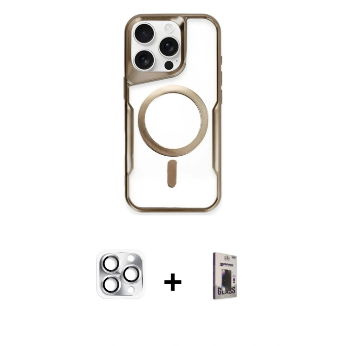 MARSİLYAN™- iPhone 16 Pro Max Kılıf Yadigar Klasik Özel Seri - Siyah Bilvis Hayalet Cam Ekran Koruyucu + Pers Alüminyum Kamera Lens - GS