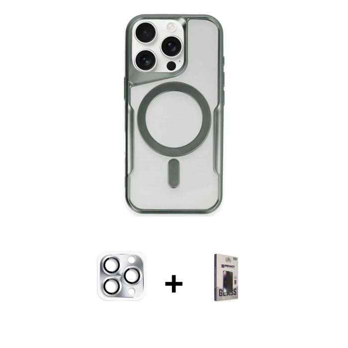 MARSİLYAN™- iPhone 16 Pro Max Kılıf Yadigar Klasik Özel Seri - Siyah Bilvis Hayalet Cam Ekran Koruyucu + Pers Alüminyum Kamera Lens - GS