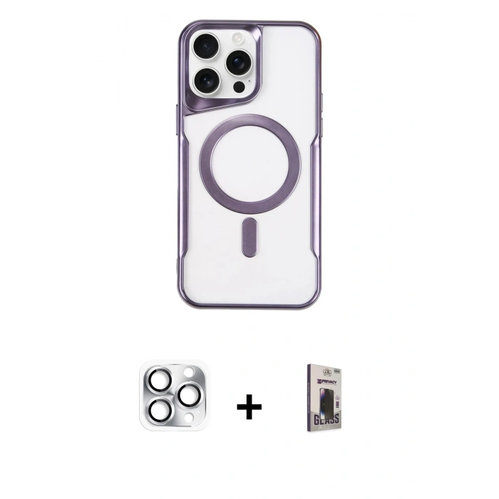 MARSİLYAN™- iPhone 16 Pro Max Kılıf Yadigar Klasik Özel Seri - Siyah Bilvis Hayalet Cam Ekran Koruyucu + Pers Alüminyum Kamera Lens - GS
