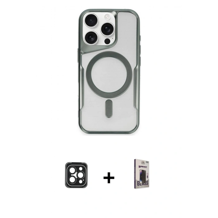MARSİLYAN™- iPhone 16 Pro Max Kılıf Yadigar Klasik Özel Seri - Siyah Bilvis Hayalet Cam Ekran Koruyucu + PVD Metal Kamera Lens - SH