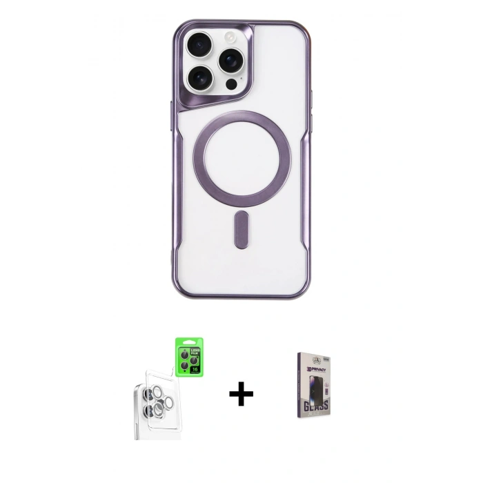 MARSİLYAN™- iPhone 16 Pro Max Kılıf Yadigar Klasik Özel Seri - Siyah Bilvis Hayalet Cam Ekran Koruyucu + Raze Metal Kamera Lens - BZ