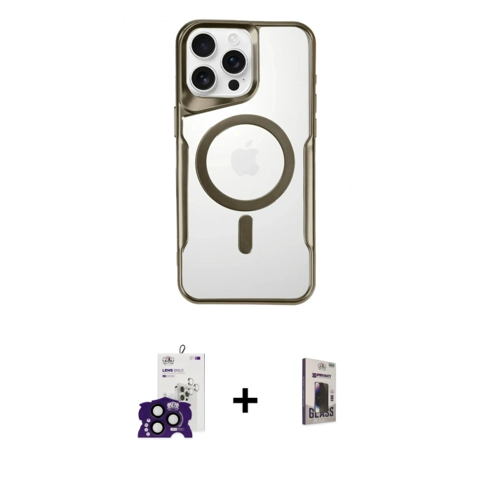 MARSİLYAN™- iPhone 16 Pro Max Kılıf Yadigar Klasik Özel Seri - Siyah Bilvis Hayalet Cam Ekran Koruyucu + Bilvis Titan Kamera Lens - SH