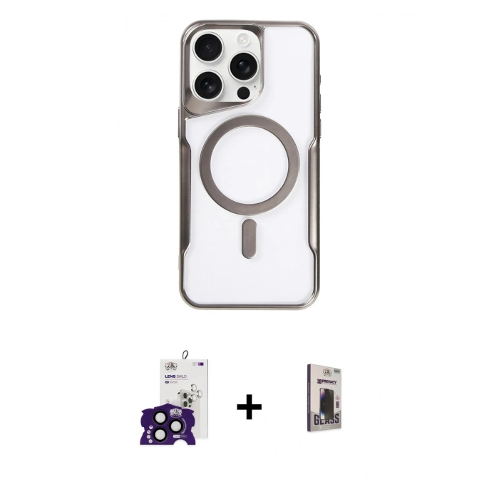 MARSİLYAN™- iPhone 16 Pro Max Kılıf Yadigar Klasik Özel Seri - Siyah Bilvis Hayalet Cam Ekran Koruyucu + Bilvis Titan Kamera Lens - SH