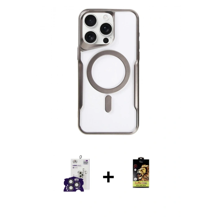 MARSİLYAN™- iPhone 16 Pro Max Kılıf Yadigar Klasik Özel Seri - Siyah Buffer Cam Ekran Koruyucu + Bilvis Titan Kamera Lens - TMGI
