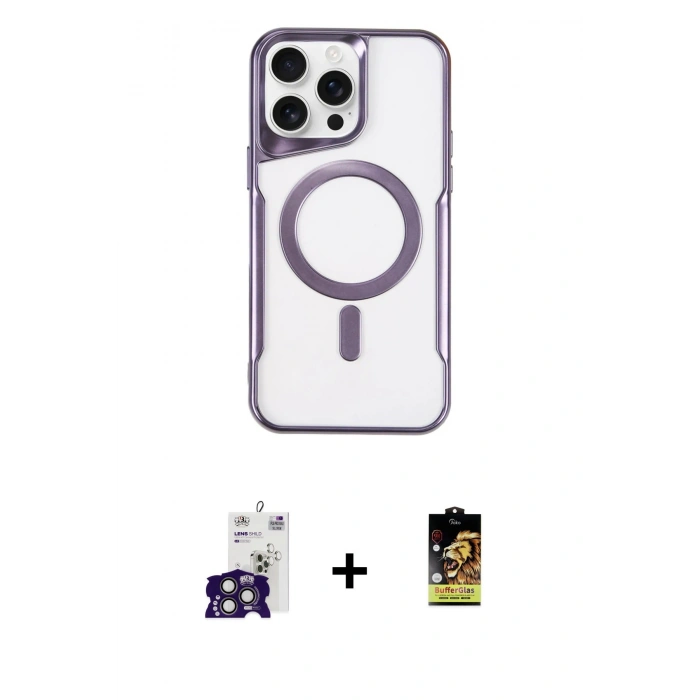 MARSİLYAN™- iPhone 16 Pro Max Kılıf Yadigar Klasik Özel Seri - Siyah Buffer Cam Ekran Koruyucu + Bilvis Titan Kamera Lens - TMGI