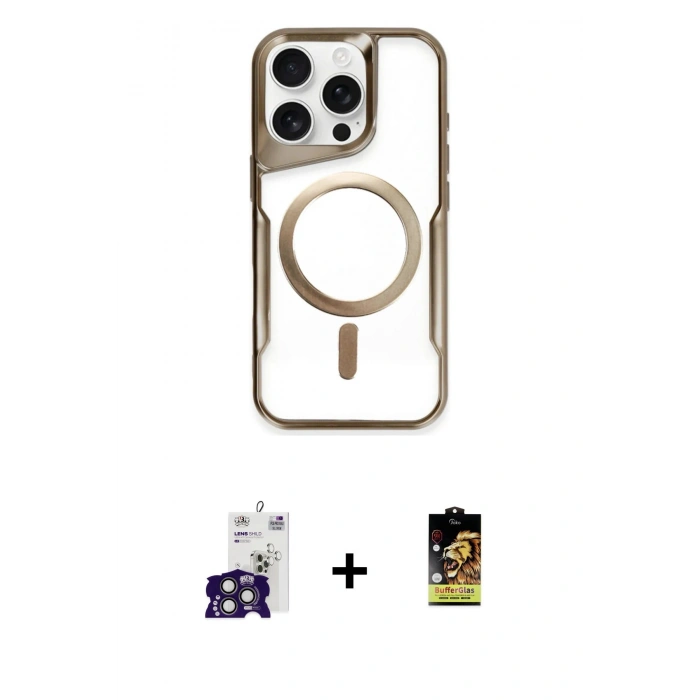 MARSİLYAN™- iPhone 16 Pro Max Kılıf Yadigar Klasik Özel Seri - Siyah Buffer Cam Ekran Koruyucu + Bilvis Titan Kamera Lens - TMGI
