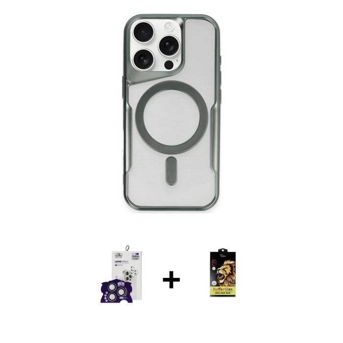 MARSİLYAN™- iPhone 16 Pro Max Kılıf Yadigar Klasik Özel Seri - Siyah Buffer Cam Ekran Koruyucu + Bilvis Titan Kamera Lens - TMGI