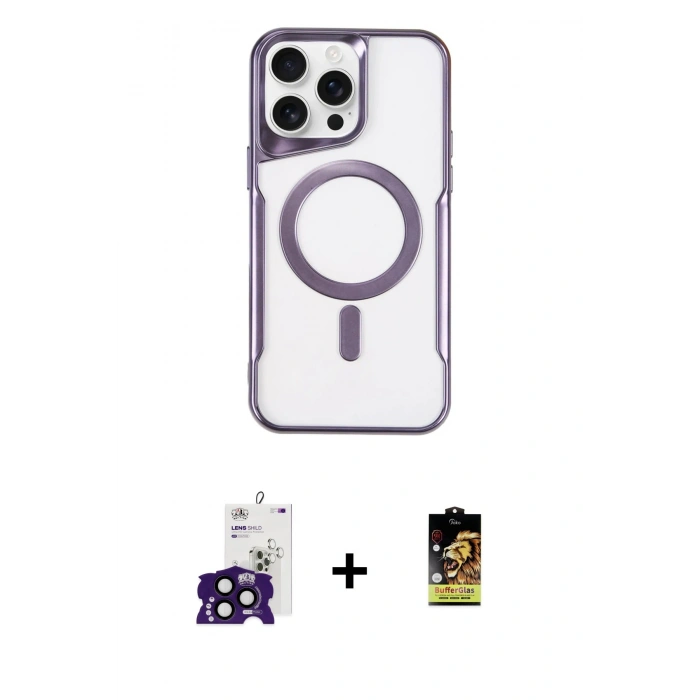 MARSİLYAN™- iPhone 16 Pro Max Kılıf Yadigar Klasik Özel Seri - Siyah Buffer Cam Ekran Koruyucu + Bilvis Titan Kamera Lens - SH